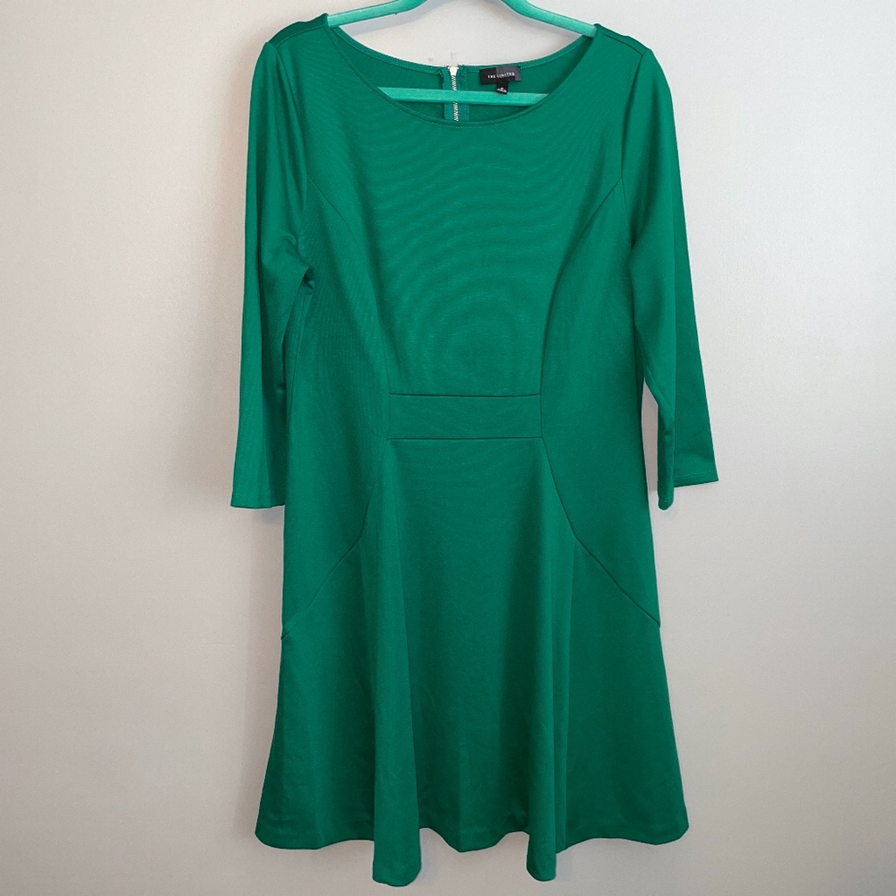 EUC The Limited Fit & Flare Skater Dress Classic Green Size XL